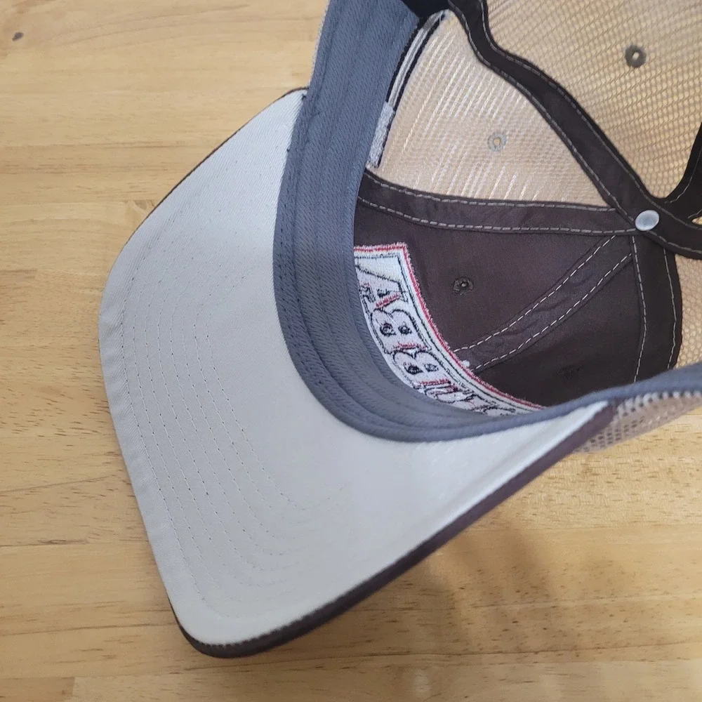 Bubba Burger Trucker Hat Brown Tan Snapback Mesh American Flag Promo Cap OSFM